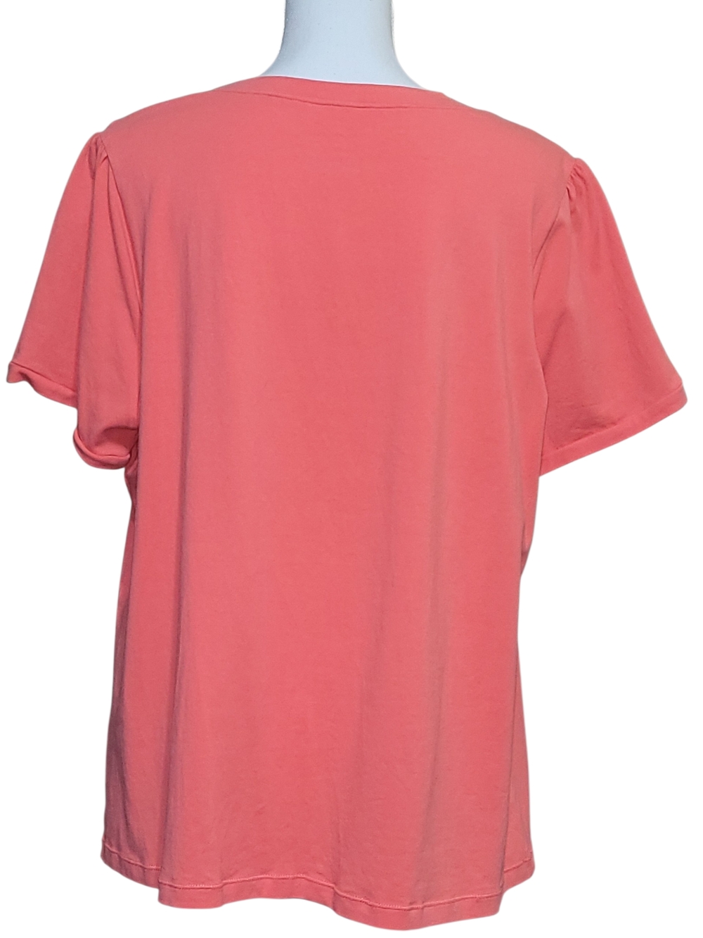 Lane Bryant Modern Fit Coral Pleated Scoop Neck Tee - Picture 2 of 3